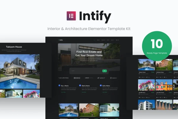 Intify real estate Elementor template kit cover image