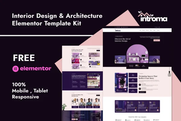Introma interior design and architecture Elementor template kit preview