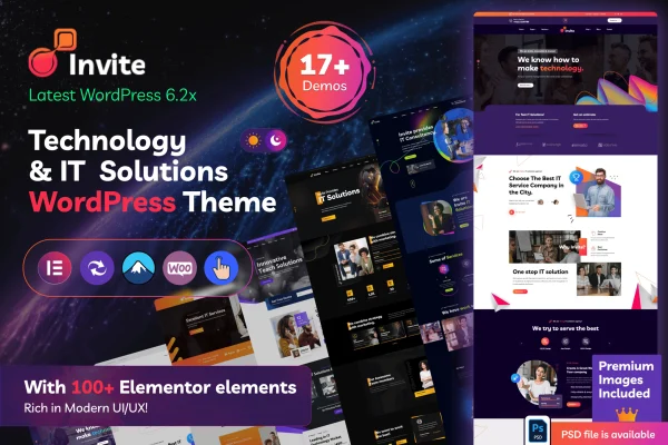 Invite IT solutions and technology WordPress theme preview