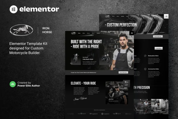 Iron Horse custom motorcycle builder Elementor template kit preview