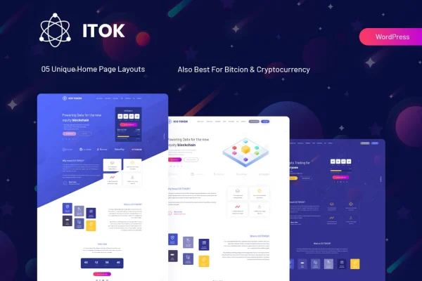 ITok ICO and cryptocurrency WordPress theme preview
