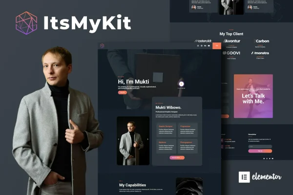 ItsMyKit dark creative portfolio Elementor template kit preview