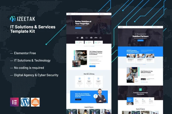 Izeetak IT solutions and services Elementor template kit preview