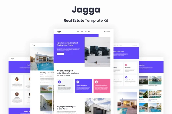 Jagga real estate Elementor template kit cover image