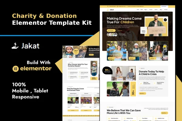 Jakat charity and donation Elementor template kit cover image