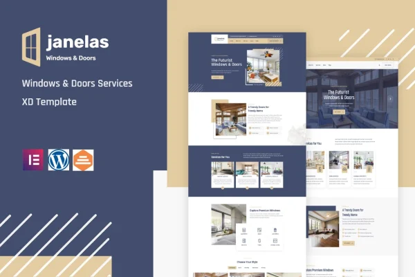 Janelas windows and doors services Elementor template kit cover image