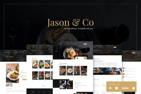 Jason & Co restaurant and cafe Elementor template kit preview