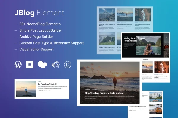 JBlog Elements plugin banner for Elementor and WPBakery add-ons