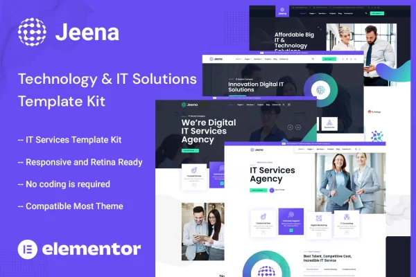 Jeena technology and IT solutions Elementor template kit preview