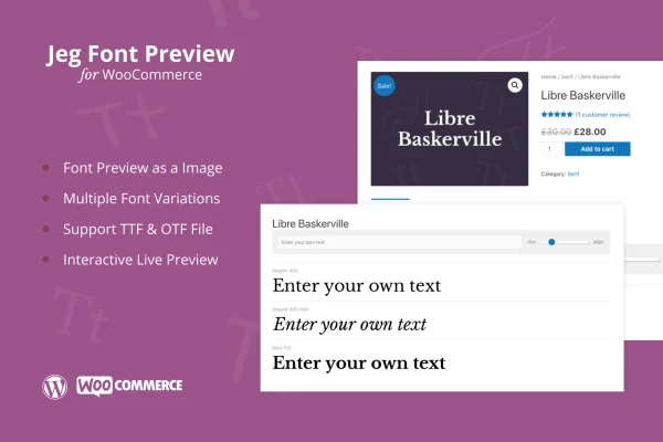 Jeg Font Preview WooCommerce Extension plugin banner