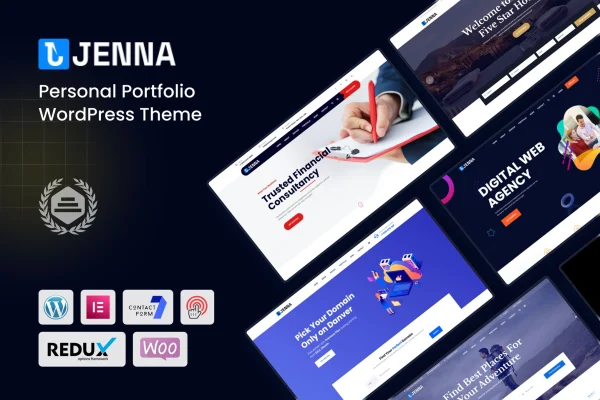 Jenna personal portfolio WordPress theme preview