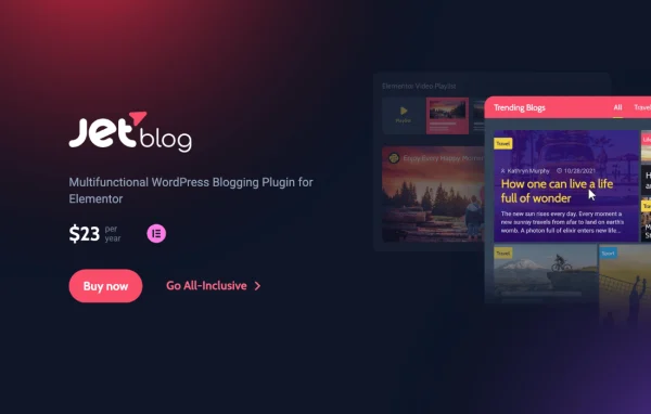 JetBlog blogging plugin for Elementor banner