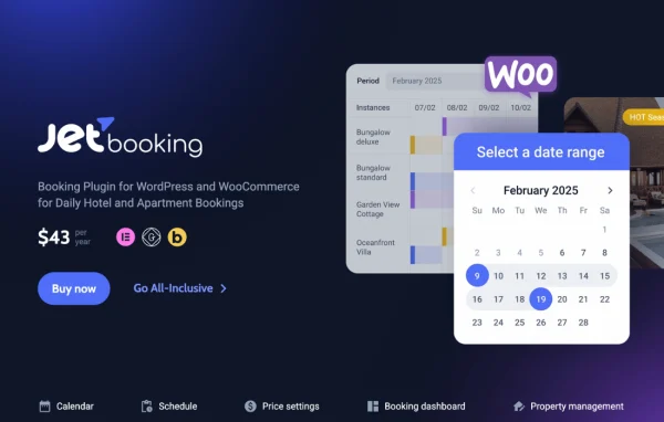 JetBooking for Elementor plugin banner