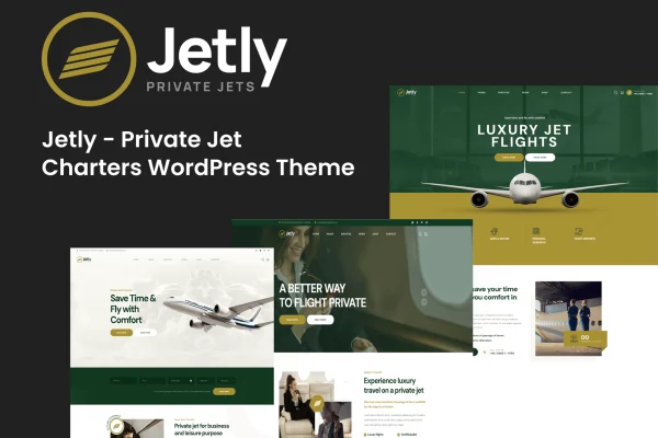 Jetly private jet charter WordPress theme preview
