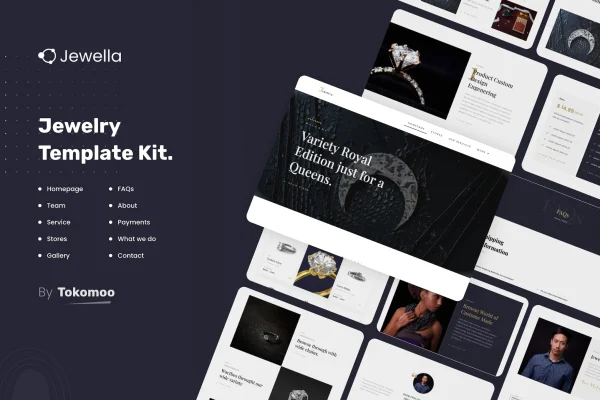 Jewella jewelry store Elementor template kit preview