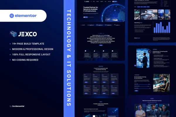 Jexco Technology and IT Solutions Elementor template kit preview