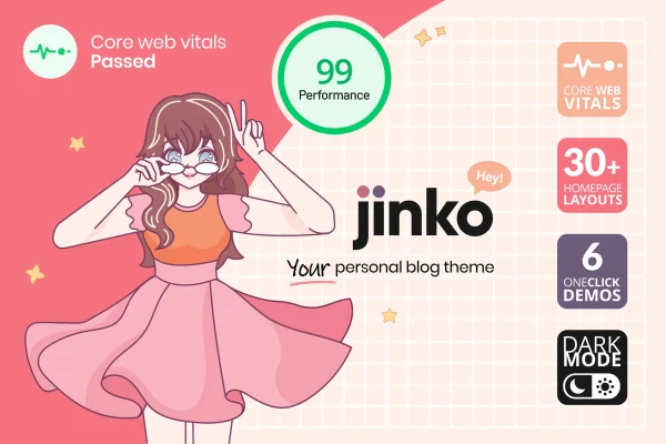 Jinko personal blog WordPress theme preview