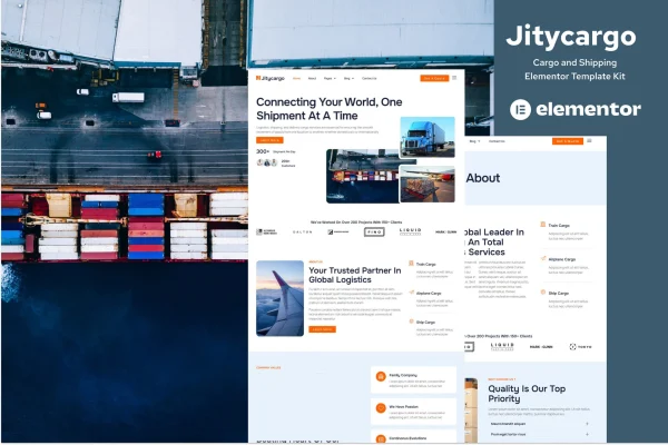 Jitycargo logistics and cargo Elementor template kit cover image