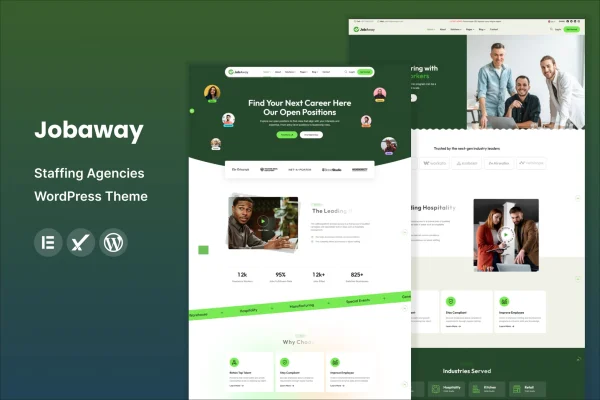 Jobaway staffing agency WordPress theme preview