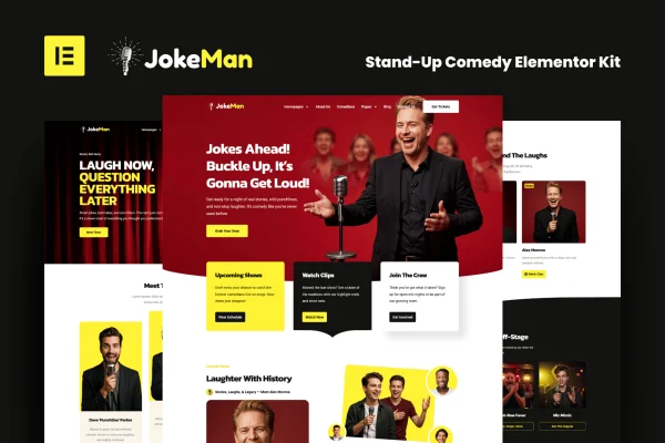 JokeMan stand-up comedy Elementor Pro template kit preview