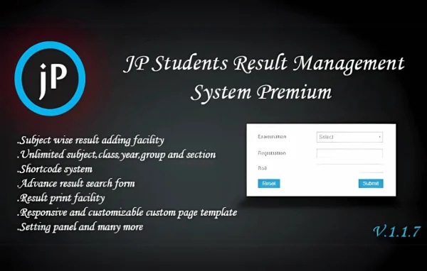 JP Students Result Management System Premium plugin banner