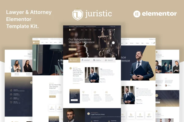 Juristic law firm and attorney Elementor template kit preview