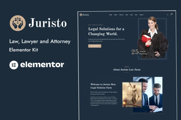 Juristo lawyer and attorney Elementor template kit preview