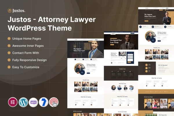 Justos attorney and law firm WordPress theme preview