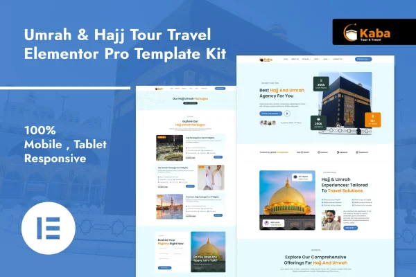 Kaba Umrah and Hajj tour travel Elementor template kit preview