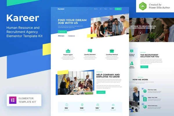 Kareer HR and recruitment agency Elementor template kit preview