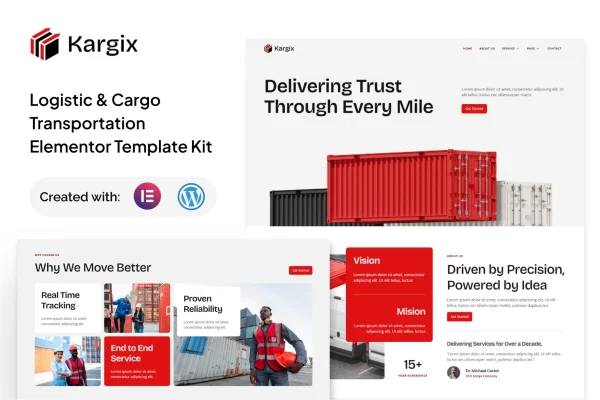 Kargix logistics and cargo transportation Elementor template kit preview