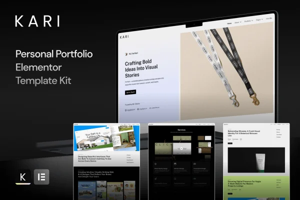 Kari personal portfolio Elementor template kit cover image