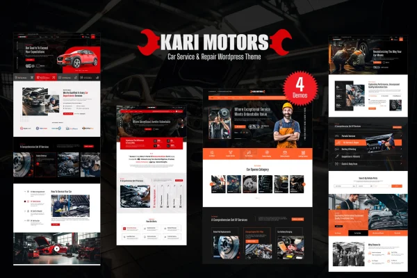 KariMotors car repair and service WordPress theme preview