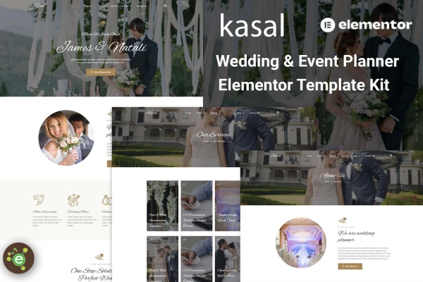 Kasal wedding and event planner Elementor template kit preview
