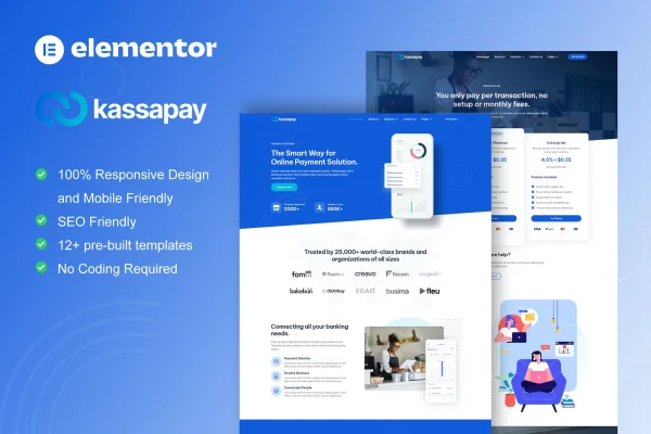 KassaPay online payment gateway Elementor template kit preview