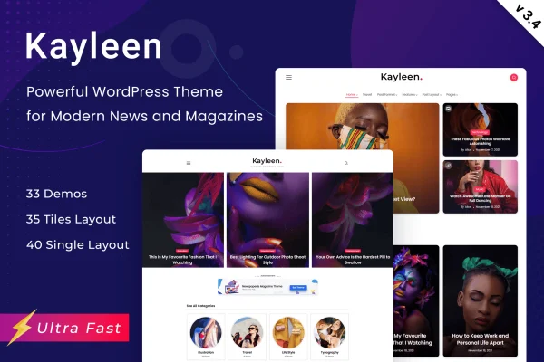 Kayleen blog and magazine WordPress theme preview