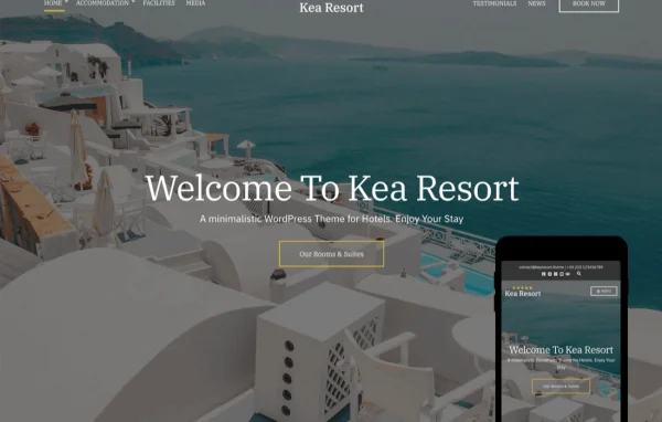 Kea hotel and resort WordPress theme preview