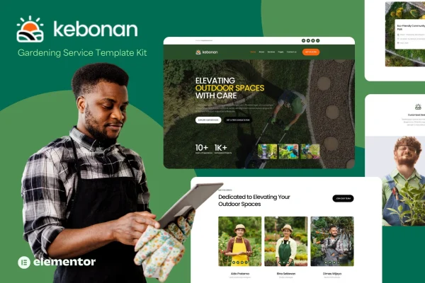 Kebonan landscaping and gardening Elementor template kit preview