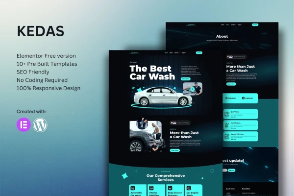 Kedas car wash and detailing Elementor template kit preview