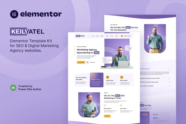 Keilvatel SEO and digital marketing agency Elementor template kit preview