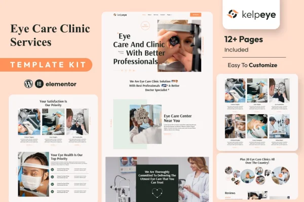 Kelpeye optometrist and eye care Elementor template kit preview