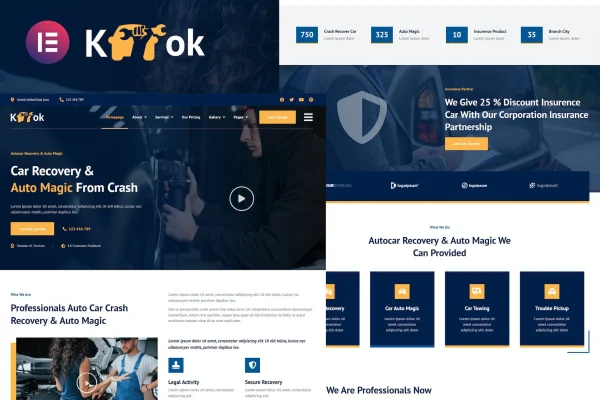 Ketok auto detailing and repair Elementor template kit preview