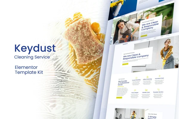 Keydust cleaning service Elementor template kit preview