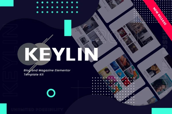 Keylin blog and magazine Elementor template kit preview