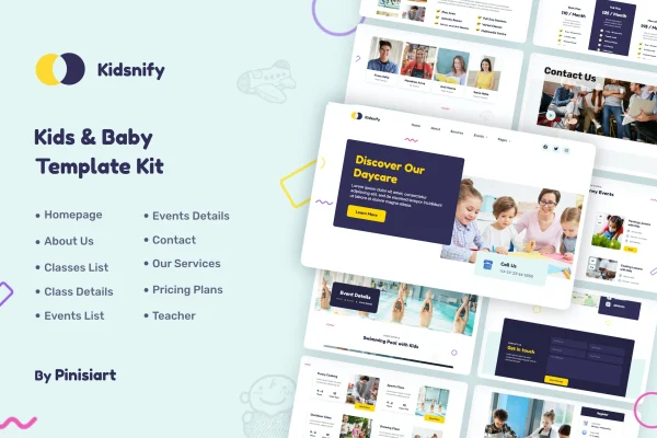 Kidsnify kindergarten and preschool Elementor template kit cover