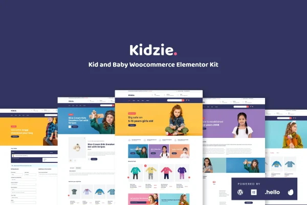 Kidzie baby and kids e-commerce Elementor template kit preview