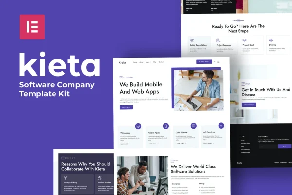 Kieta app and software agency Elementor template kit preview