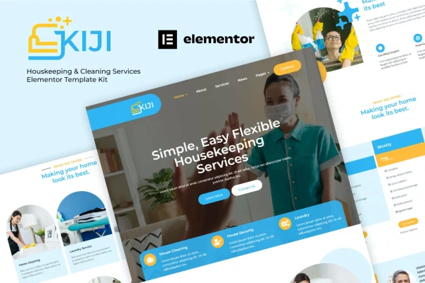 Kiji housekeeping and cleaning services Elementor template kit preview