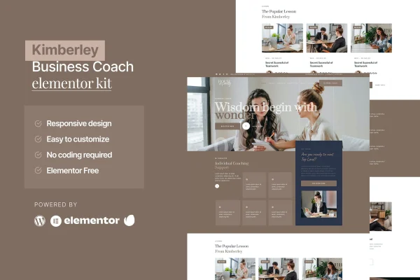 Kimberley business coaching Elementor template kit preview