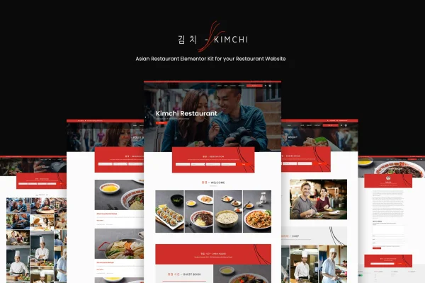 Kimchi Asian restaurant and cafe Elementor template kit preview